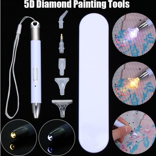 1 Set Hot 5D Diamond Painting USB Drill Pen with Light 5D Diamond Painting Tools with 2 Light Modes DIY Crafts Embroidery Tool