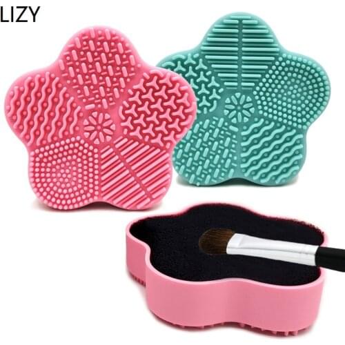 LIZY Cosmetic Brush Cleaning Tool Makeup Brush Cleaner Drying Pad Cosmetic Brush Scrubber Box