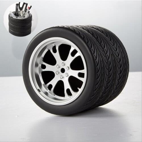 Multi-function vehicle wheel Pen holder pencil organizer PP plastic pen pot storage stand tire assy desktop pencil cases