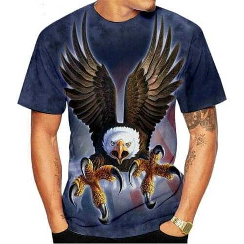 2021 Summer 3D Eagle T-shirt Mens Short Sleeve O-Neck Shirt Funny Animal Print Street Casual T-shirt Asian Size