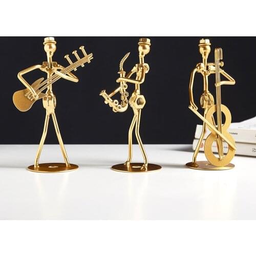 Desktop decoration Golden Retro Nostalgic Metal People Model Home Decoration Iron Musician Miniature Figurines christmas gift