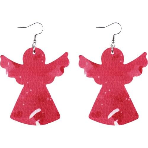 New Design 1Pair Women Girls Valentines Day Party Faux Leather Angel Drop Dangle Earrings Jewelry Accessories Gift Delicate