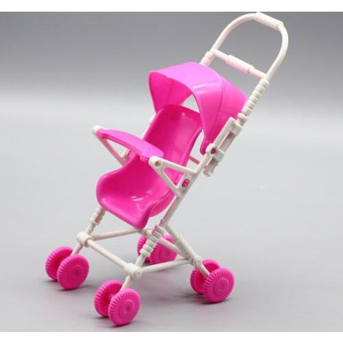 One Set Doll Accessories Pink Baby Stroller Infant Carriage Stroller Trolley Nursery Toys Mini Furniture For Barbies Doll