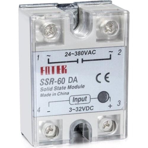 Single phase solid state relay fotek type ssr-60DA 75DA 80DA din rail mounting dc-ac,ssr 60DA soild state relay ssr60DA