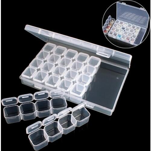Plastic 28 Slots Adjustable Jewelry Storage Box Case Craft Organizer Beads #233811