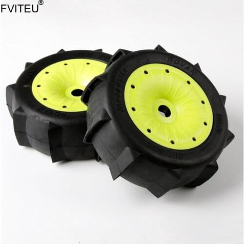 FVITEU Rubber Sand wheel Tires with sealed rim Set For 1/5 Losi 5ive-T Rovan LT Baja 4WD King Motor X2