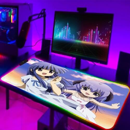 RGB Kawaii Gir Mousepad Higurashi No Naku Koro Ni Mausepad XL Big Speed Computer Accessories Mousepad LED Gamer Keyboard Desktop