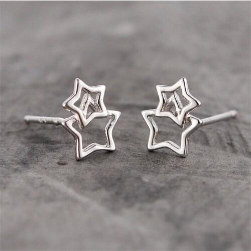 925 Sterling Silver Star Stud Earrings For Women Casual Style Girl Earings Personality