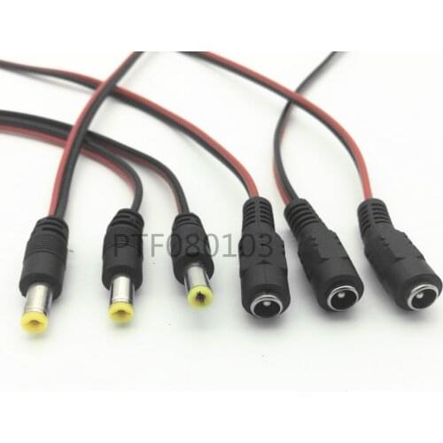 10pcs 5.5*2.1mm Male/Female extension connector Cable for Power Socket Connector strip CCTV Pigtail Camera DC 12V