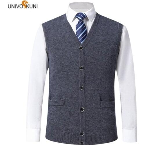 UNIVOS KUNI 2019 Mens sweater Vest Spring Newest Fashion Mens Casual Slim Sweater vest 7852
