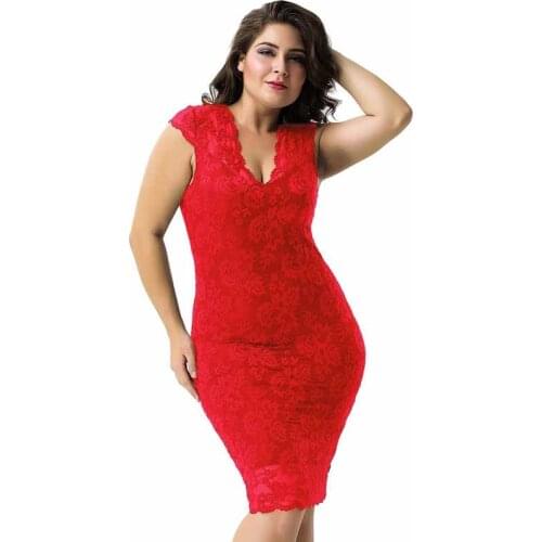Women Short Dress V-neck Sleeveless Lace Floral Elegant Lace Dress Knee Length For Party Sheath Vestidos Inverno V1060