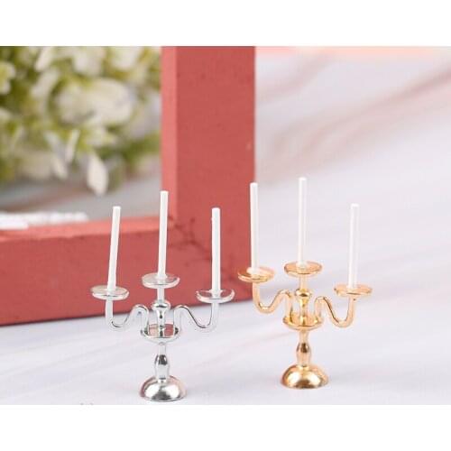 1:12 Dollhouse Miniature Retro Candlesticks Candle Lamp Model Decor Accessories