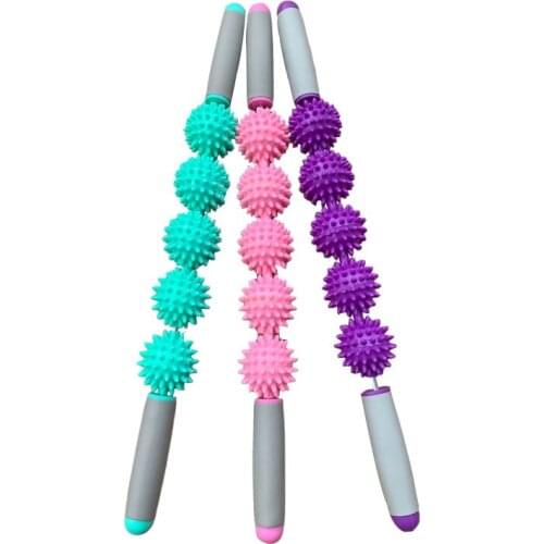 1Pc Gym Muscle Massage Roller Body Muscle Exercise Relaxation Stick Hand Leg Slimming Fitness Tool With 5 Point Spiky Ball