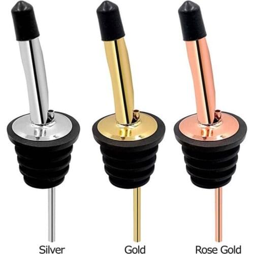 3/6Pcs Stainless Steel Wine Pourer Dispenser Bottle Caps Liquor Spirit Free Flow Spout Stopper Kitchen Bar Tools 3colors
