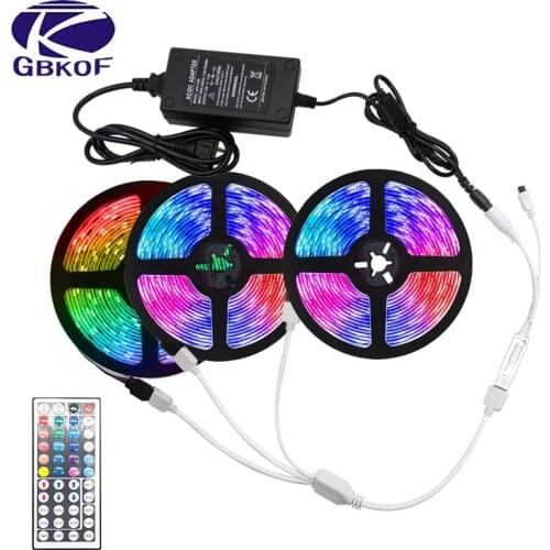 5M 10M 15M 30M LED Strip Light RGB 5050 RGB Color Changeable Flexible luces led light strip Remote Controller 12V Power Adapter