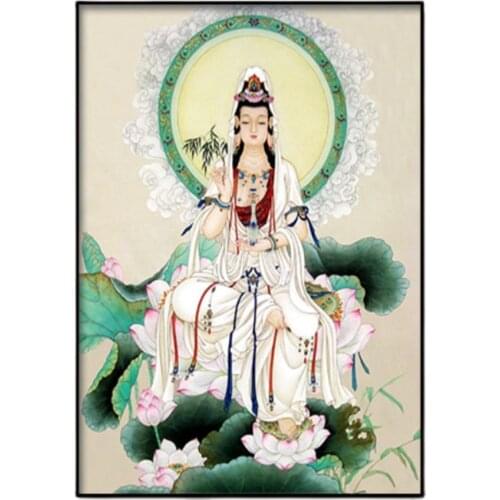 5D DIY Diamond Painting"Guanyin Buddha Statue"Needlework Diamond Embroidery Diamond Mosaic Full Drill Handicraft,A1157