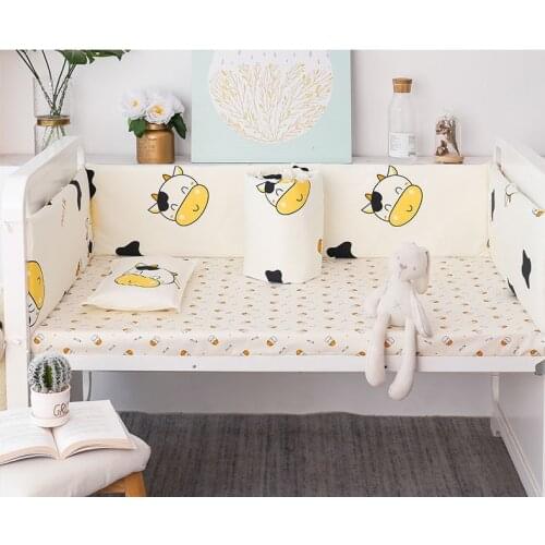 6PCS Cow Baby Crib Bumper Sets,Girl Crib Bedding Set,Soft Baby Bedding bedroom decor Anti-collision(bumpers+sheet+pillow cover)