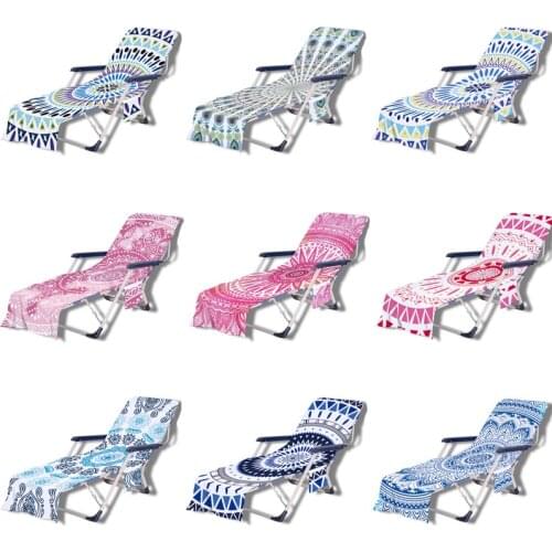 Mandala Microfiber Beach Towel Lounge Chair Cover Quick Absorption Soft Beach Pool Chair Cover with Pockets Holiday Beach Towels