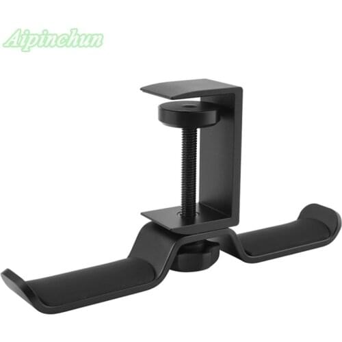 Aluminium Alloy Headphone Holder Headset Bracket Hanger Metal Wall Clamp Hook Rotatable Double Earphone Stand Desktop Mount