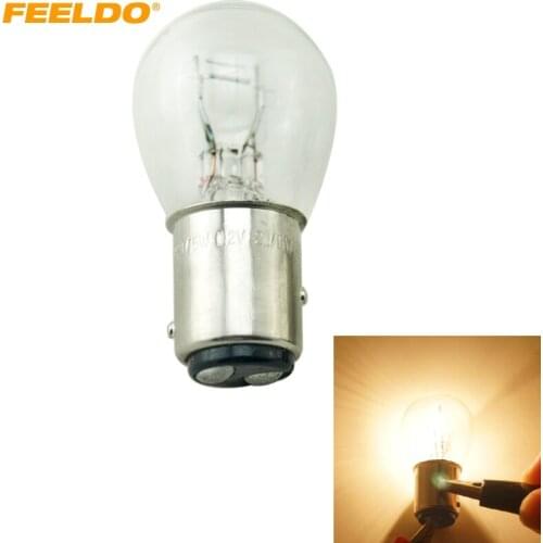 FEELDO 100pcs BAY15D 1157 P21/5W S25 12V Car Clear Glass Lamp Brake Tail Bulb Car Indicator Halogen Lamp #AM2721