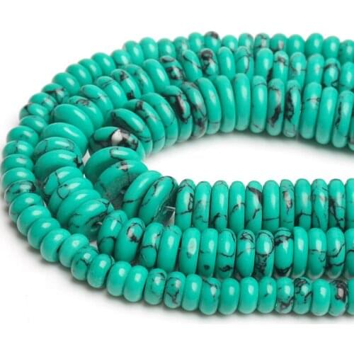Natural Stone Turquoises Rondelle Spacer Beads For Jewelry Making 15" Strand DIY Accessorries Beads For Bracelet Necklace Gifts