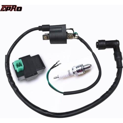 TDPRO Motorcycle Racing Ignition Coil + 5 Pins CDI Box+Spark Plug For 50cc 70cc 90cc 110cc 125cc Scooter ATV Quad Pit Dirt Bike