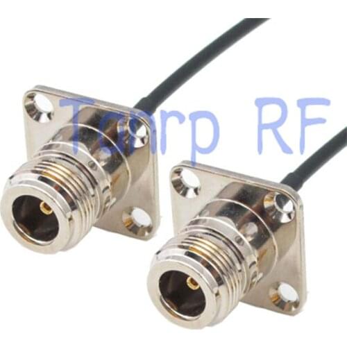50CM Pigtail coaxial jumper cable RG174 extension cord 20in N female to N female both with 4 hole panel RF connector adapter