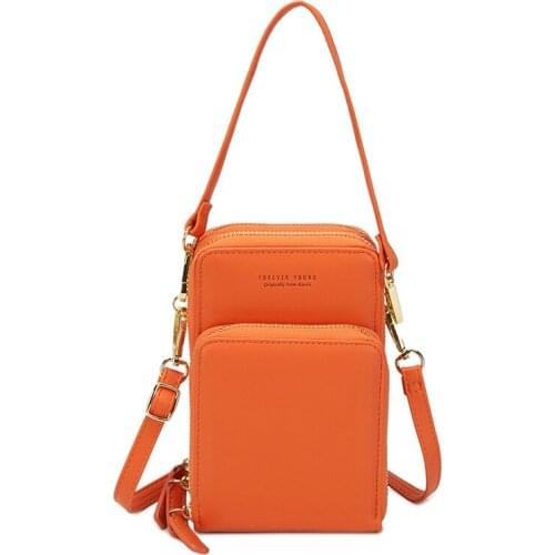 Korean Version Fashion Female Single Shoulder Bag Soft Leather Pure Color Women Messenger Wallet Large Capacity Ladies Phone Bag