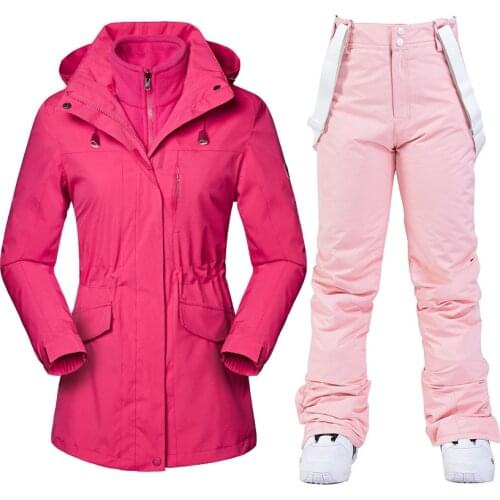 New Thick Warm Winter Ski Suit for Women Waterproof Outdoor Sports Snow Jackets and Pants Female Ski Equipment Snowboard Jacket