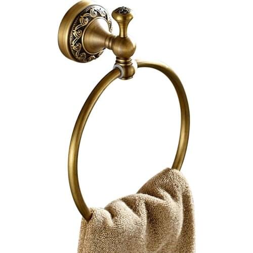 Brass Round Wall-Mounted Towel Ring Holder Hanger Bathroom Clothes Holder Bathroom Supporter Hardware Accessories