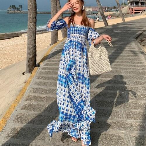 Summer 2021 Runway Elegant Backless Maxi Fairy Boho Sea Beach Vacation Party Night Estidos New Women Long Printed Slip Dresses