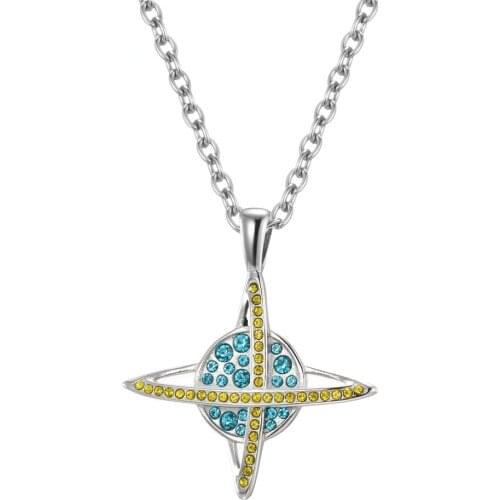 Megin D Vintage Romantic Crystal Star Ball Titanium Steel Necklaces for Men Women Couple Friend Fashion Design Gift Jewelry