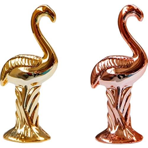 Mini Flamingo Miniature Figurines Ornament Desktop Decor Crafts Rose Gold 4x12cm