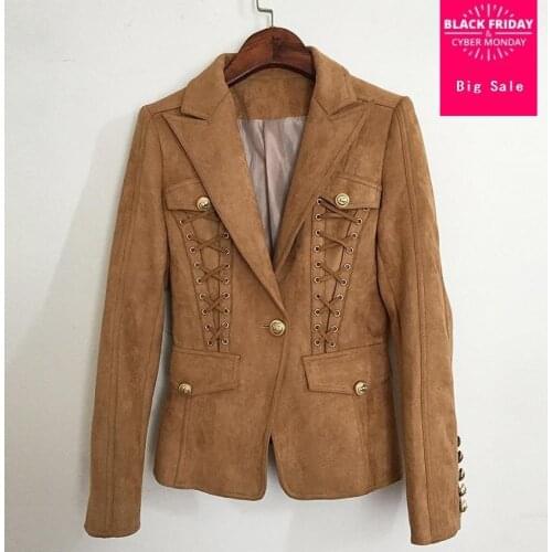 Fashion brand Suede blazer 2020 spring new Korean Slim blazer suit women metal button with Straps Blazer & Suits wj1673 dropship