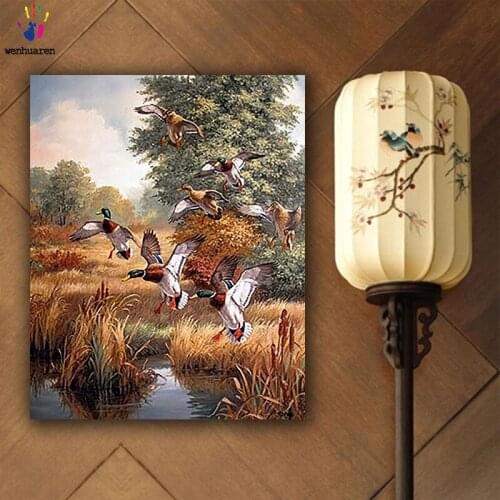 DIY colorings pictures by numbers with colors The lotus and the bird painting drawing painting by numbers framed Home