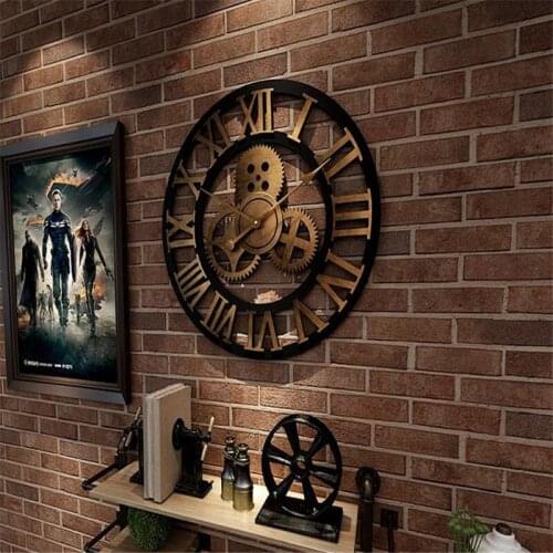 Handmade Wall Clock Saat Oversized Wall Watch Reloj Pared Horloge Clock Duvar Saati Luxury Art Big Gear Wood Vintage Home Decor