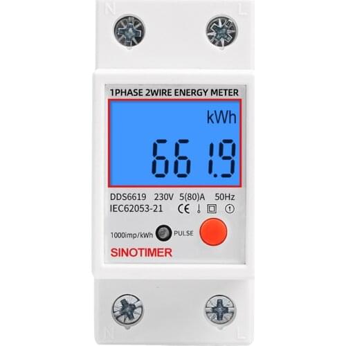 Single Phase Digital LCD Kwh Wattmeter Power Consumption Electric Din Rail