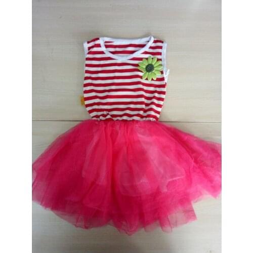 Tutu Stripe Flower Girls Dresses Fashion Summer 2017 Children Sunflower Dress Mesh Baby Girl Clothes Girl party Dress