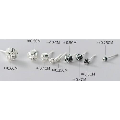 Real 100% 925 Sterling Silver Fruit Jewelry Piercing Twist Rope Ball ear Stud Earrings C-G1737