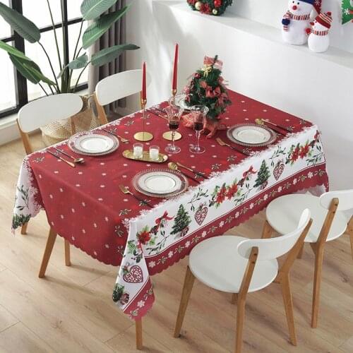 Christmas Rectangle Waterproof Washable Spillproof Tablecloth Stain Resistant DecorativeTable Cloth for Dining Room LBSh