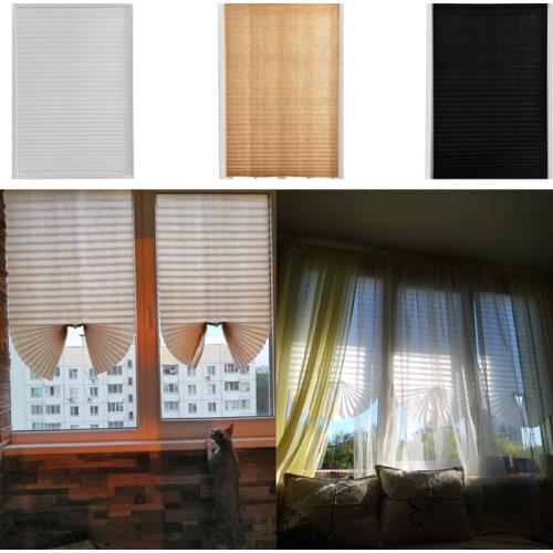 Self-Adhesive Pleated Blind Curtain Privacy Protection Half Blackout Window Curtain Home Kitchen Bathroom Shade Window Curtain