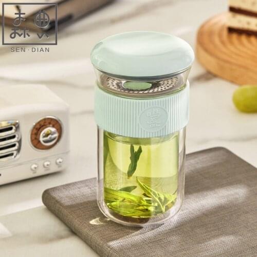 SENDIAN Large-capacity Glass Cup High Temperature Resistant Double Layer Glass Tea Cup 2021 New Hot Office Kitchen Accessories