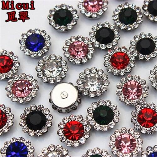 Micui 20PCS 12mm Claw Cup Rhinestones Strass Shiny Crystals Glass Stones silvery Base Sew on Rhinestones For Clothes MC684