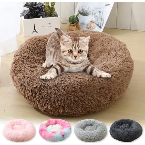 18 Colors Super Soft Cat Bed Round Fluffy Cat dog Sleeping Basket Long Plush Warm Pet Mat Cute Lightweight Comfortable Touch