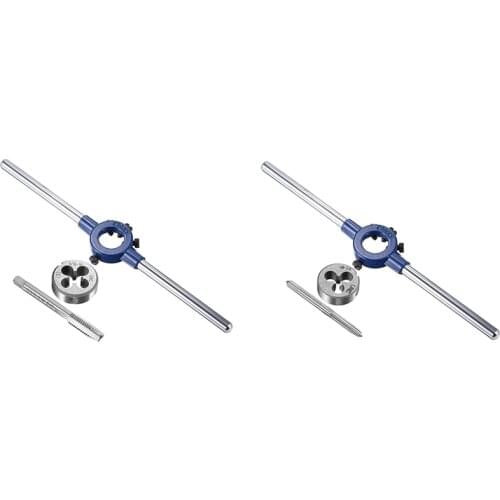 UNC Tap and Die Set with 25mm Round Die Stock Handle Wrench, High Speed Steel Machine Thread Tap Retail