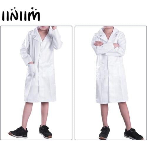 Iiniim Unisex Boys Girls Long Sleeves Doctor Cosplay Uniform Party Costumes Childrens Lab Coat Halloween Party for Kids
