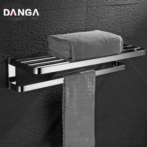 Towel Rack Bathroom Clothes Rack Kitchen Storage Holder Wall-mounted Shower Shelf Fixed Towel Bar Bathroom Accessories