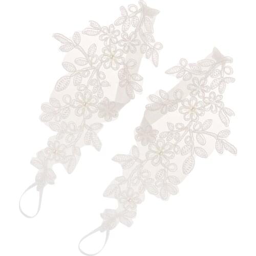 Vintage Wedding Lace Ankle Anklet Barefoot Sandals Foot Chain Beach Party Jewelry White One Size