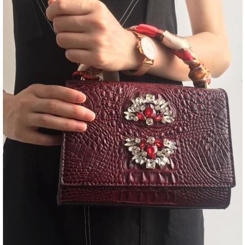 2021 Women Crocodile Crystal Tote Bag Nice Charming Lady Shoulder Handbag Hot Ins Clutch Purse Crocodile Rectangular Suitcase