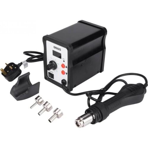 1 Set 858D Heat Gun Station 700W LED Digital Hot Air Gun Rework Station with 3 Nozzles Adjustable Temperature Hot Gun UK Plug